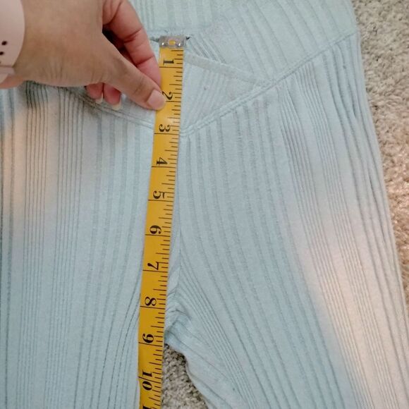 Gilly Hicks Light Blue Ribbed Flared Leggings Lounge Wear Sweater Set Sz XS - Picture 5 of 14